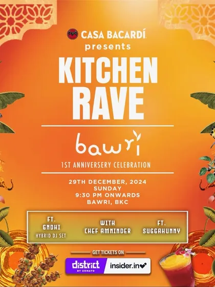 The official poster for the Casa Bacardi Kitchen Rave. Food, drinks, and a hybrid DJ set made for an unforgettable night.