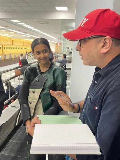 Words of wisdom from a seasoned expert. Olympian Joydeep Karmakar provides personal feedback to our 13-year-old shooter Tilottama Sen during the Indian team trials.