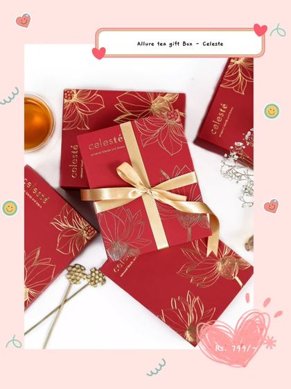 For the tea-loving partner, this Allure Tea Gift Box is a perfect choice. The elegant red and gold packaging contains premium tea blends for a sophisticated and romantic gift.
