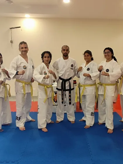 A group of our adult students after their successful yellow belt grading. It's never too late to learn and progress.
