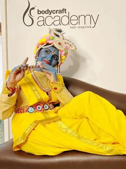 Another shot of the impressive Krishna makeup, demonstrating the dedication and skill that goes into such a detailed, creative project.