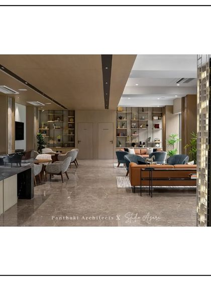 In this real estate developer's office, a detailed architectural model is a central feature of the lobby, showcasing their work in a tangible and impressive way.