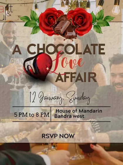 The official invitation to 'A Chocolate Love Affair'. It sets the tone for a sweet, indulgent, and romantic evening of mingling.