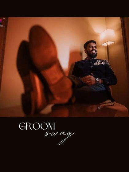 "Groom swag." A cool and confident shot of the groom relaxing before the reception. This photo captures his personality and stylish attitude.