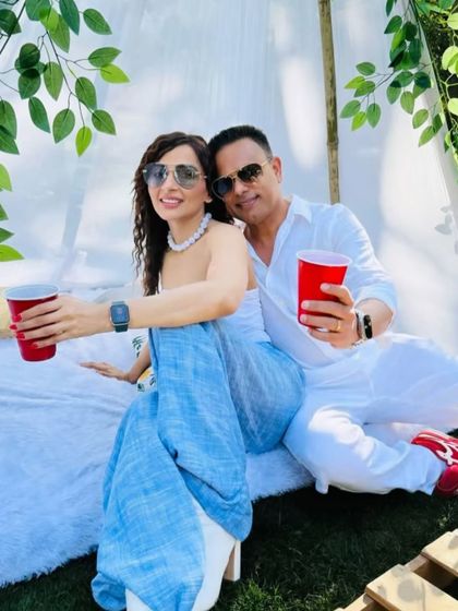 A happy couple enjoying the picnic setup. We love creating beautiful spaces where our clients can make wonderful memories.