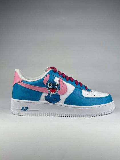 A side profile of the other shoe in the Stitch custom pair.