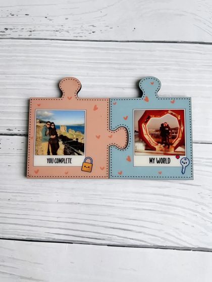 The two puzzle pieces shown together, creating a single, cohesive picture of a relationship through two different photos.