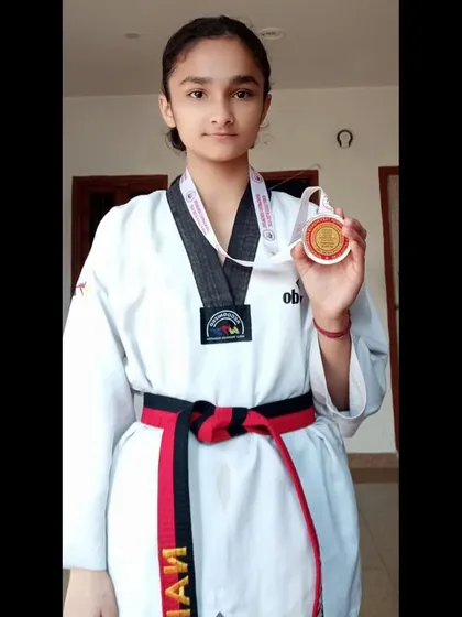 This is Naina Joshi with her Silver medal from the 38th Delhi State Junior Taekwondo Championship. Her achievement is a result of her consistent effort and fighting spirit.