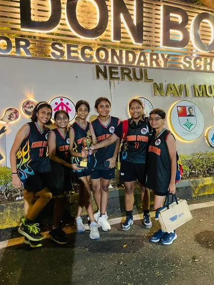 Our girls' team outside the Don Bosco school in Nerul after a tournament. Unity is strength, and through collaboration, we achieve wonderful things.
