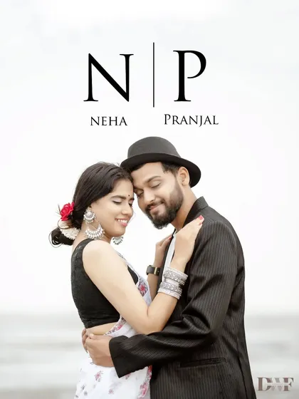 A classic and elegant pre-wedding portrait. The couple's monogram adds a personalized touch to this beautiful image.