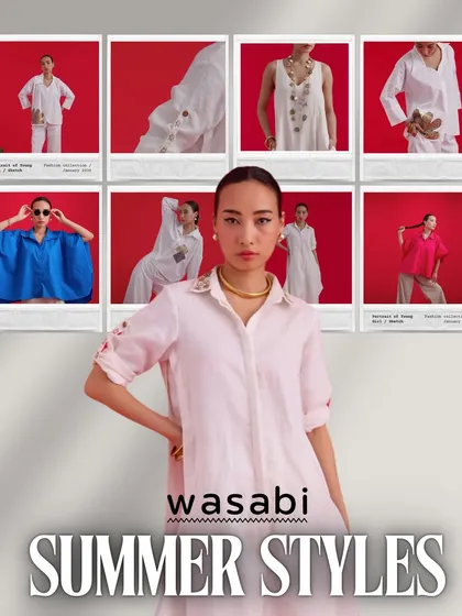 Breathe easy this summer in Wasabi’s pure cotton and linen styles. This collage is a showcase of our effortless shirts and co-ord sets designed to keep you cool.