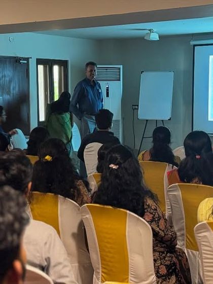 A wide shot of the CME session in progress. Our retreat serves not only as a place of healing for guests but also as a center for advanced learning for Ayurvedic professionals.