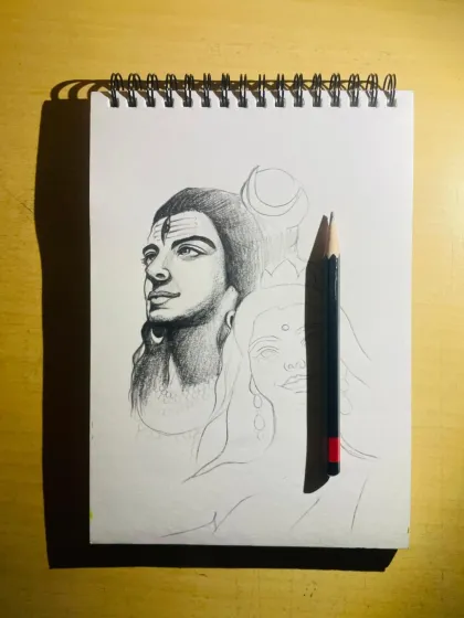 Another work-in-progress shot of the same piece, showing the pencil I use to create these fine lines and shadows.