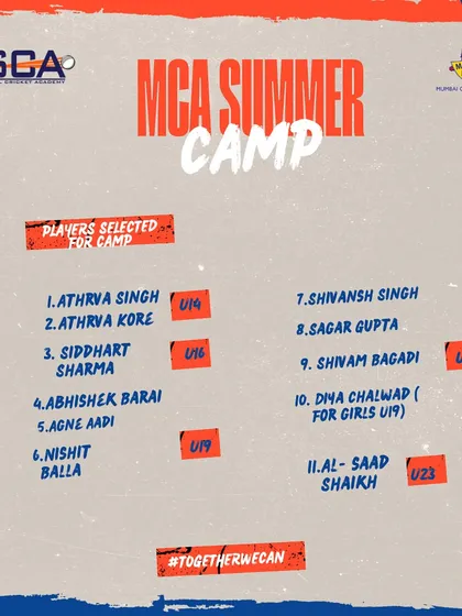 A proud moment for the academy with a large number of our students across all age groups (U-14 to U-23) selected for the MCA Summer Vacation Camp.