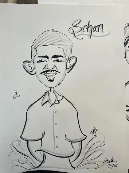 A classic head-and-shoulders caricature of a man, personalized with his name.