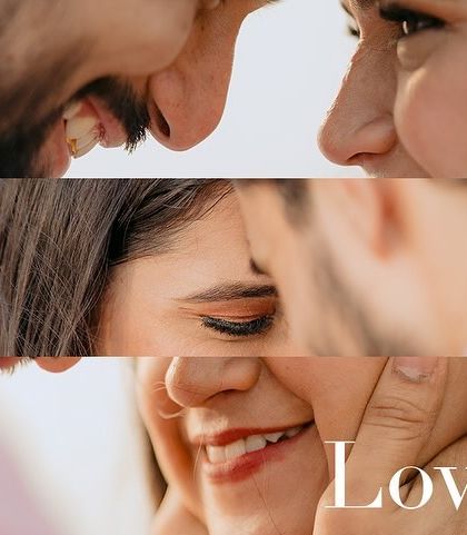 A collage of extreme close-ups, focusing on the smiles, the touch, and the intimate details that make up a love story.