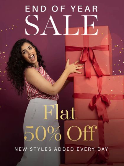 Featured in another promotional banner for Fable Street's sale. My direct-to-camera pose and excited expression are effective for creating a strong call-to-action for customers.