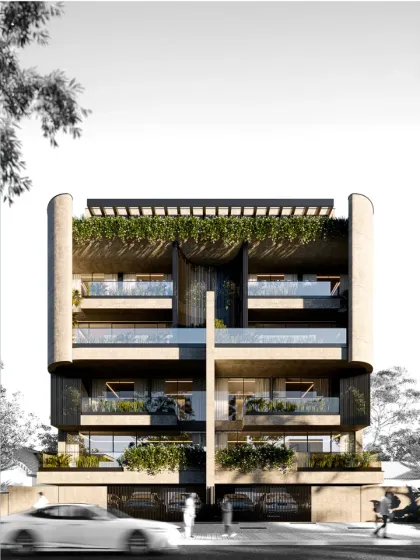 In this design, curved edges temper the strength of concrete with softness, while lines of green breathe life into the structure. Each proportion is studied and every texture is deliberate, creating a refined language of architecture where less becomes lasting.