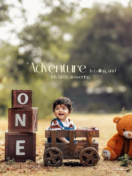 An adventurous first birthday shoot in the park. The combination of the wooden wagon, "ONE" blocks, and a friendly teddy bear makes for a picture-perfect memory.