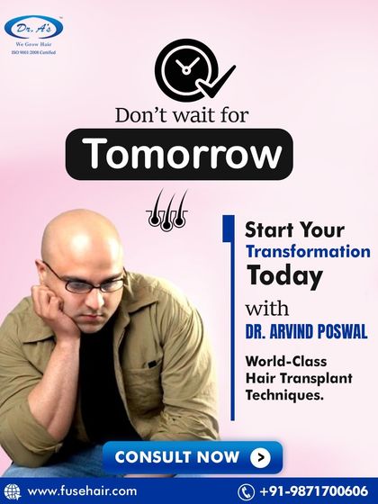 Don't wait for tomorrow. Start your transformation today with my world-class hair transplant techniques for natural, permanent results.