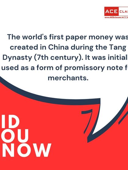 A fun fact from economic history. The world's first paper money was created in 7th century China, initially used as a promissory note for merchants.