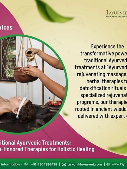 Experience the transformative power of traditional Ayurvedic treatments like Shirodhara, shown here. This therapy involves a continuous stream of warm oil on the forehead to calm the mind and is part of our specialized rejuvenation programs.