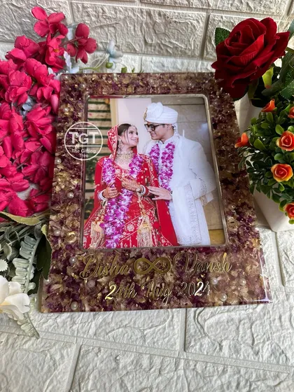 A clear, frontal shot of the rectangular photo frame, perfect for seeing the entire composition.