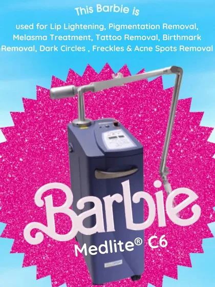 This graphic highlights the versatility of our Medlite C6 laser, which I use for lip lightening, melasma, tattoo removal, and various other pigmentation issues. It's a true workhorse in my clinic.