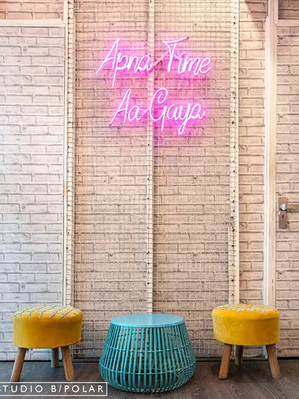 We love adding a touch of local culture and personality to our projects. This 'Apna Time Aa Gaya' neon sign in the B-Hive coworking space is a fun, motivational piece that energizes the breakout area, reflecting a youthful and ambitious spirit.
