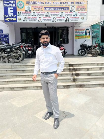 Dressed and ready for duty at the Shahdara Bar Association, Karkardooma Court. Professionalism and preparation are the cornerstones of my practice.