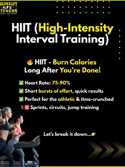 This guide breaks down the specifics of High-Intensity Interval Training (HIIT). It explains that HIIT involves working at 75-90% of your max heart rate in short bursts, making it perfect for athletic and time-crunched individuals.