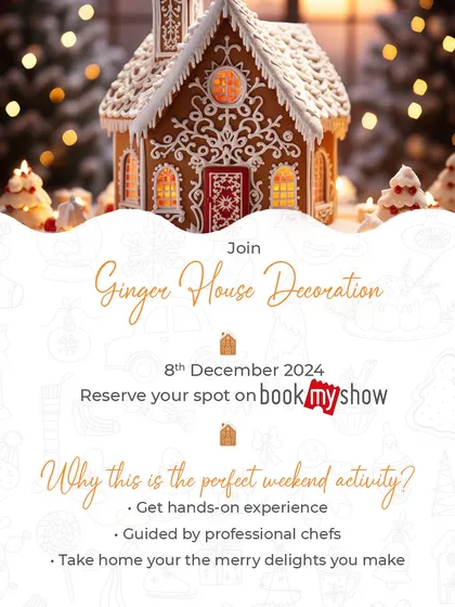 We love getting festive with special seasonal workshops. This poster for our Gingerbread House Decoration event is a great example of the unique, fun-filled activities we host during the holidays.