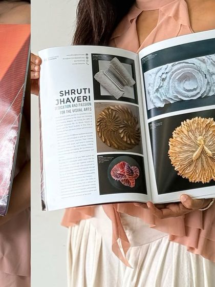 Another shot of the magazine feature, showcasing some of my most distinct works like "The Flight of Knowledge" and my golden flower series.