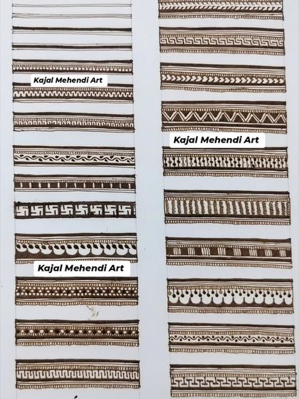 Practice is everything. This sheet shows more foundational elements, including lines, humps, and simple fillers that are essential for creating clean and intricate mehndi art.