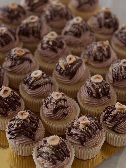 A slightly different angle of the vanilla Nutella cupcakes, showing the lovely swirl of the frosting.