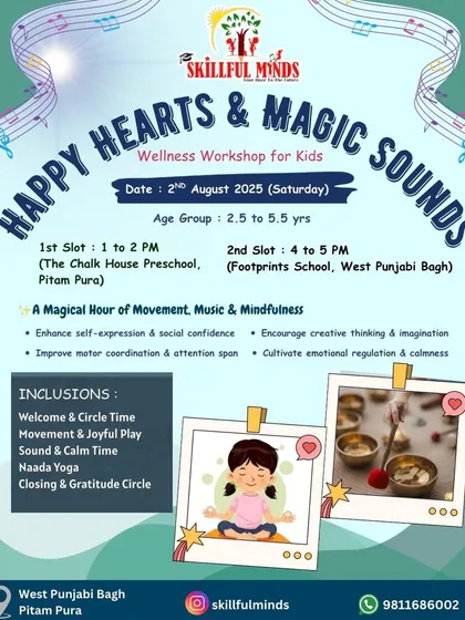 Our wellness workshop poster for multiple locations. We aim to make these calming and creative sessions accessible to more children across the city.