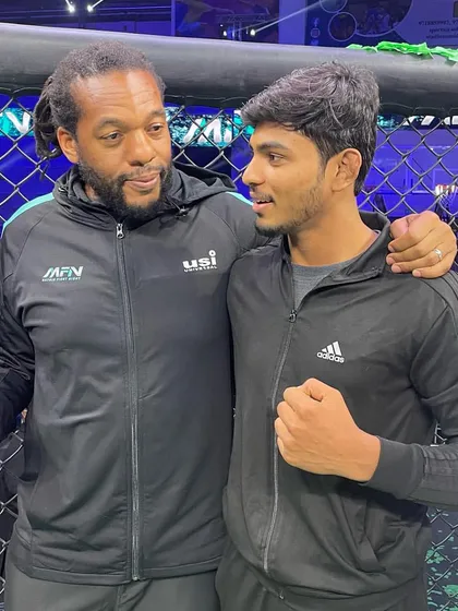 Getting advice from a UFC veteran. I'm always learning and trying to absorb knowledge from those who have reached the highest level.
