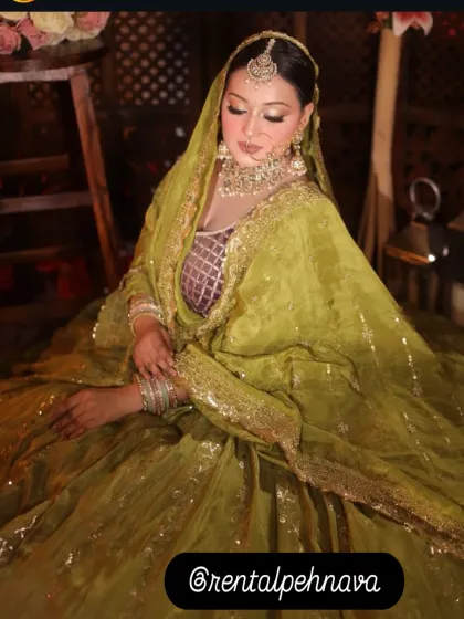 This mehendi-green lehenga with a sheer dupatta is a stunning option for a bride who wants something other than red or pink.