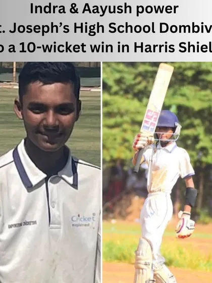 A news clipping celebrating the performance of my players Indra and Aayush, who powered their school to a 10-wicket win in the Harris Shield tournament.