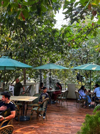 The upper deck of our cafe offers a great vantage point to watch the golfers on the range.