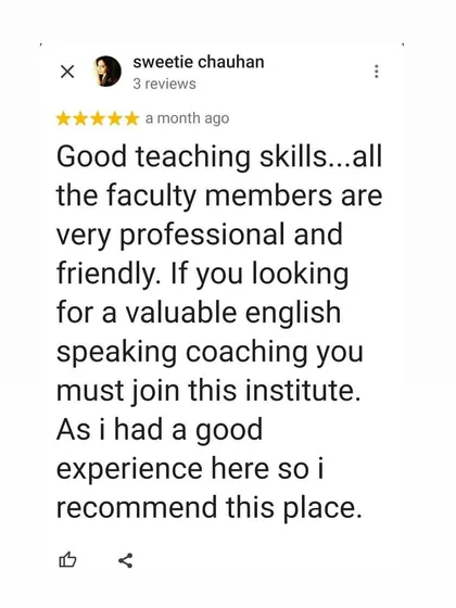 This student points out the professional and friendly atmosphere of the institute. It is important to me that every student feels supported by the faculty while they work on their English speaking and communication skills.