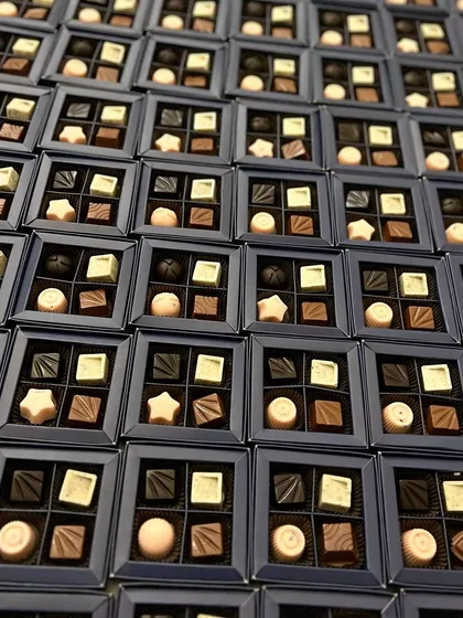 Diwali in full swing. A massive order of our four-piece assorted chocolate boxes ready to light up the festival of lights.