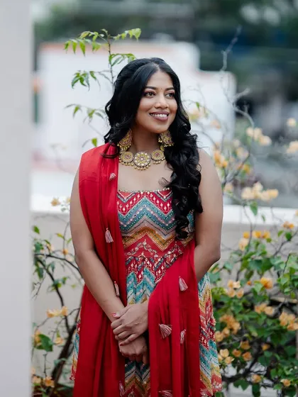 Henna, laughter, and love. A beautiful Mehendi look with soft, natural makeup that allows the intricate henna design to be the star.