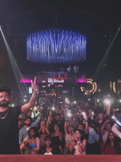Another shot from the Republic Day celebration at SinQ, Goa, with the crowd's phone flashlights creating a sea of stars.