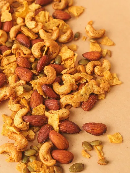 A spicy, crunchy delight. This is our gourmet Mexican Trail Mix, a perfect savory snack to balance all the sweetness.