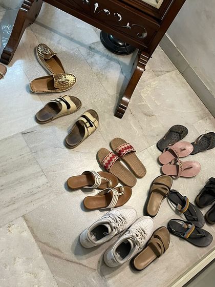 You know you've arrived at a yoga shala. We leave our shoes, and the outside world, at the door before stepping onto the mat to connect with ourselves.