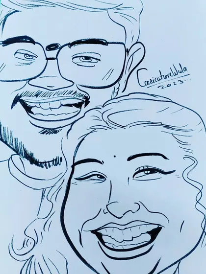 Look at the smiles on this couple. My caricatures are all about capturing happiness and creating a fun memory.