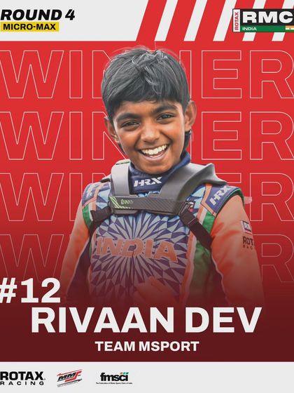 Rivaan Dev wins Round 4 in the Micro Max category, continuing his strong performance.