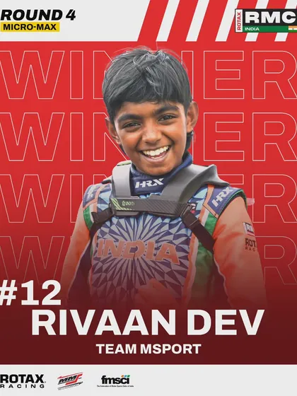 Rivaan Dev wins Round 4 in the Micro Max category, continuing his strong performance.