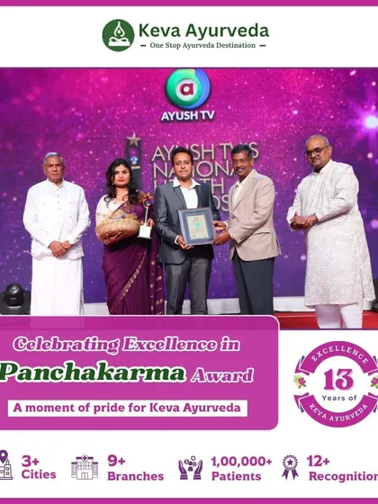 We are proud to be recognized for our commitment to authentic Ayurvedic practices. Receiving the Excellence in Panchakarma Award from AYUSH National Health Awards is a testament to our dedicated team and the trust over 100,000 patients have placed in us.